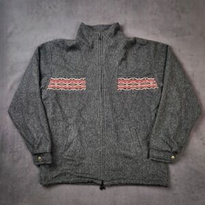Inti Sol Baby Alpaca Wool Jacket Mens 2XL Gray Geometric Pattern Full Zip Lined